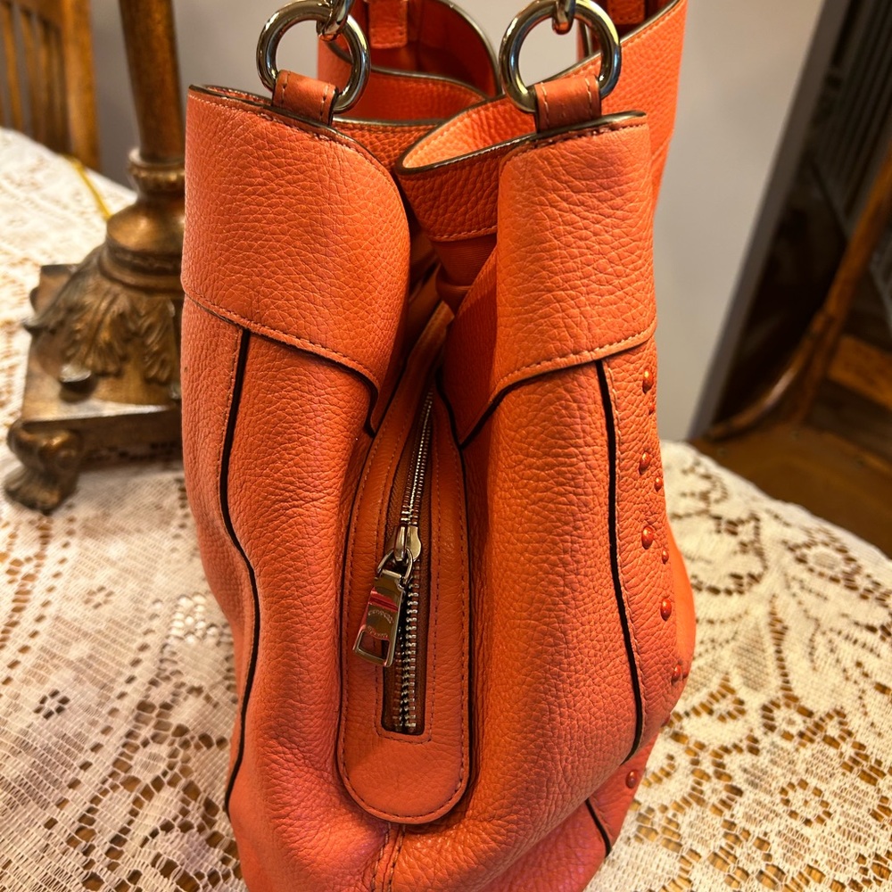 Coach Lexy Vibrant Orange Leather Shoulder Bag with Studs.  With wallet - Picture 15 of 15